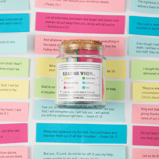 Bible Verse Jar – 90 Color Coded Scripture Cards for Every Emotion