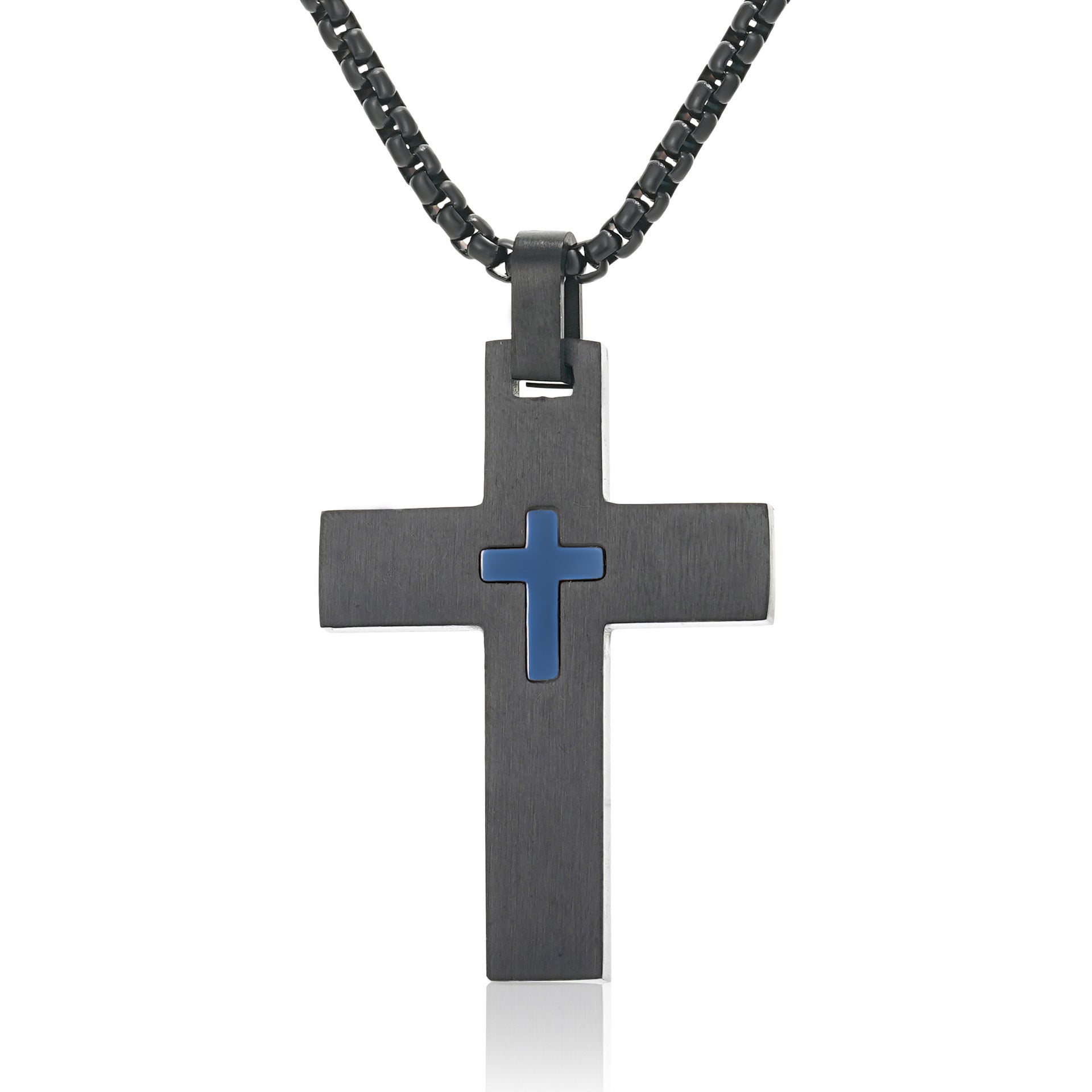 Double Cross Stainless Steel Necklace